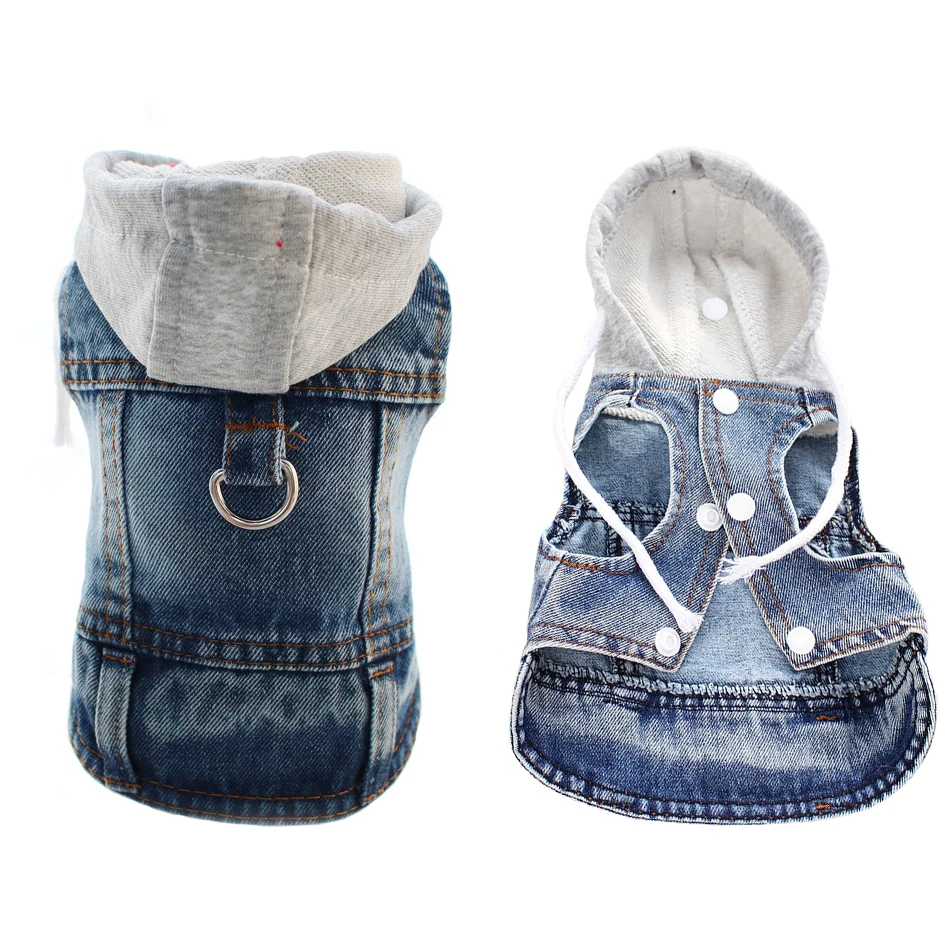 Stylish Denim Dog Jacket Cozy Hoodie for Pets