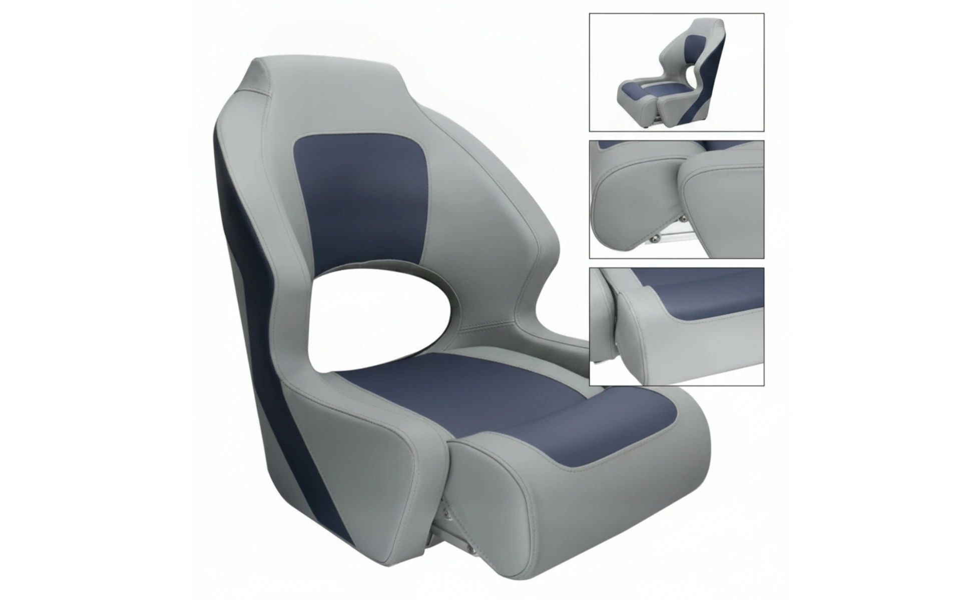 Boat Captain Chair Impermeable Two-tone High-back Seat with Cushion Marine-grade Seating for Boat Owners and Speedboats