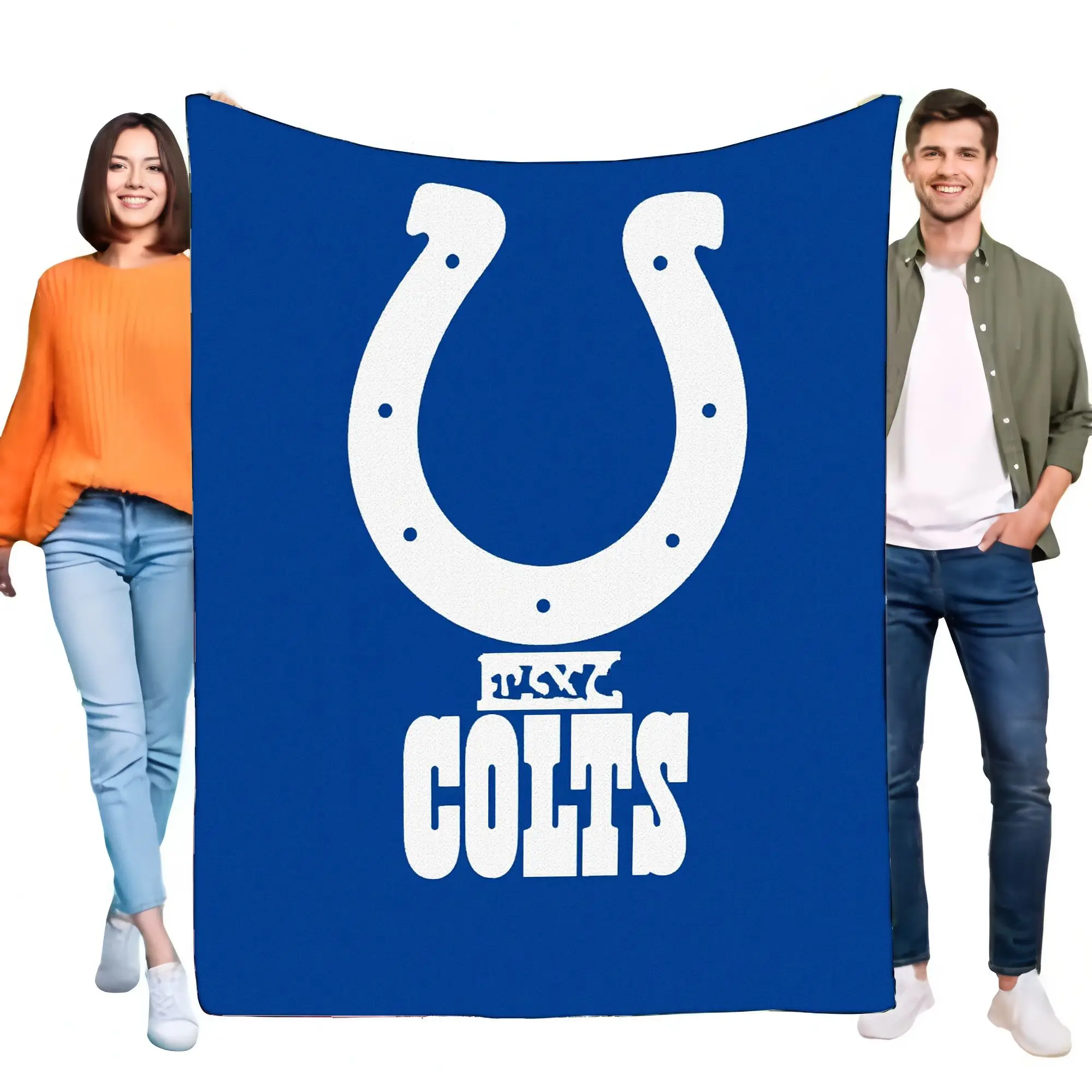 Indianapolis Colts Blue Blanket with White Logo, Soft Throw for Couch & Bed, Perfect for Fans, Great Gift Idea, Cozy and Lightwe