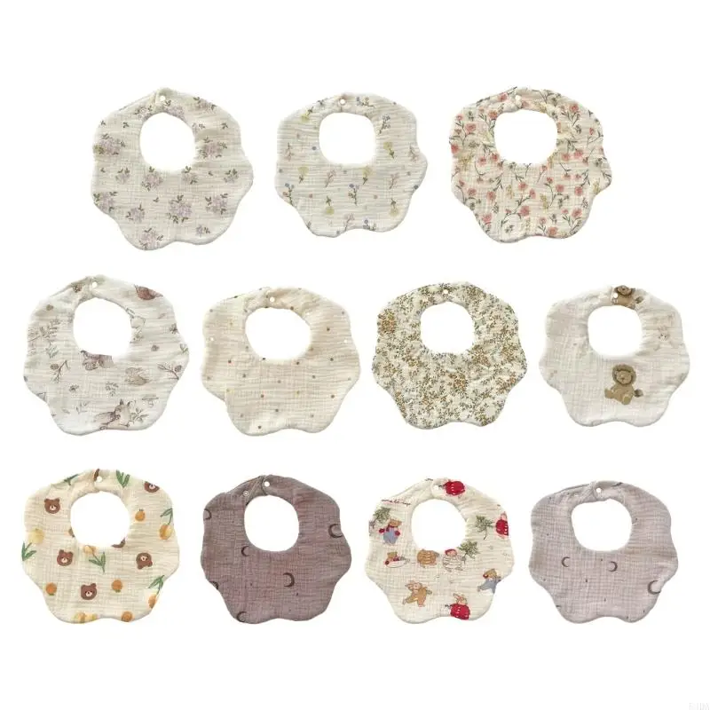 54DA Printed Bibs for Infant Toddlers 6 Layers Soft Drooling Apron Cotton Burp Cloths