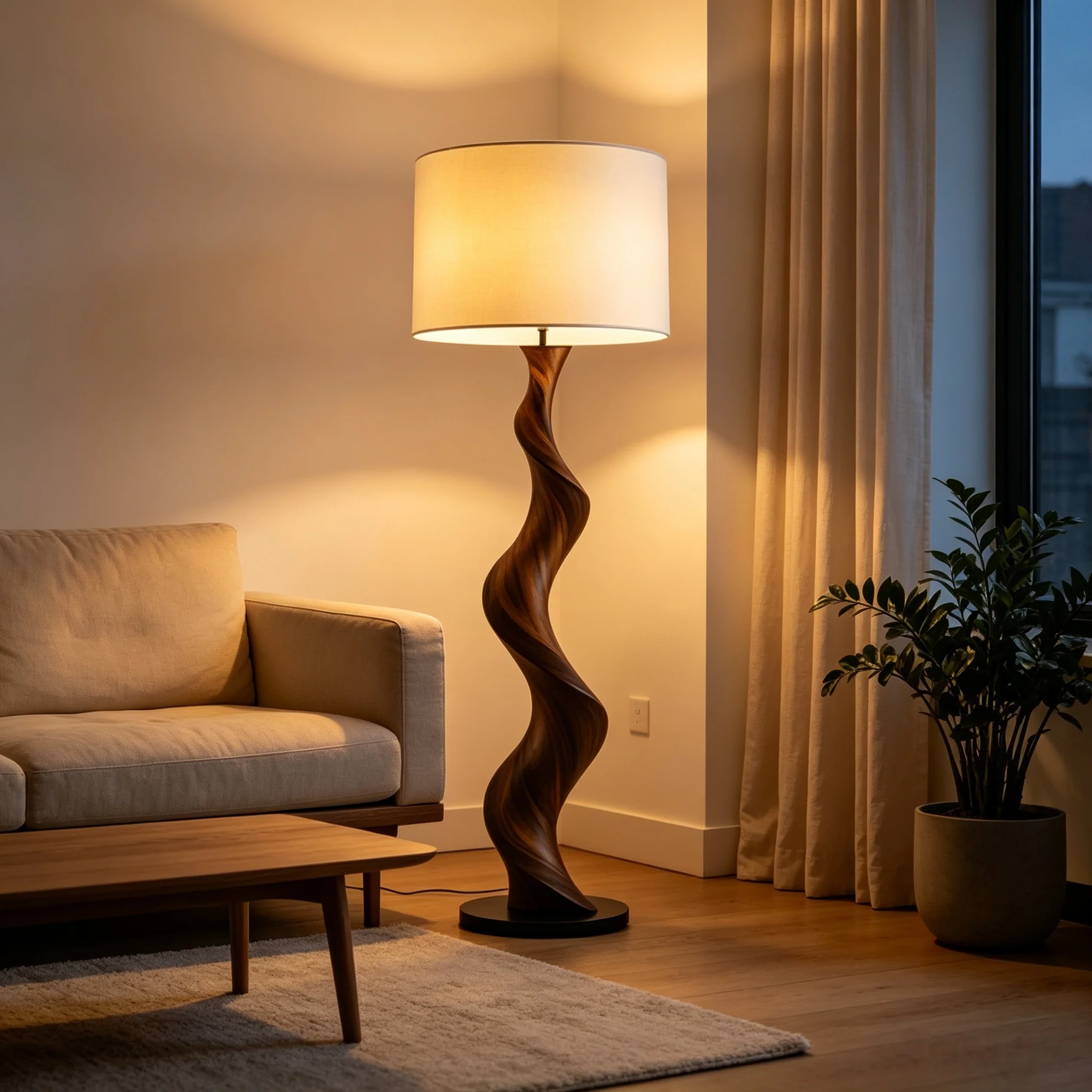 Fully Hand-carved Spiral Wooden Handicrafts In Exquisite Minimalist Style For Luxurious And Serene Home And Villa Decoration