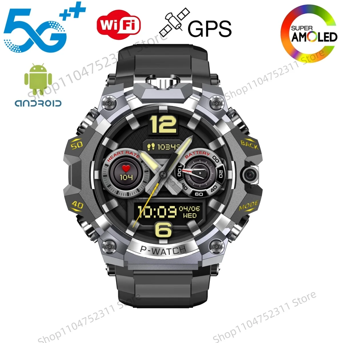 

Men Women Q668 Smartwatch 5G Android system 1.508 inch 466*466 Amoled Screen 800W Dual Camera Fashion Smart Watch Global Version