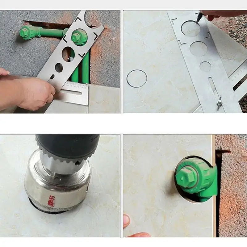 Adjustable Tile Wall Position Locator Marking Ruler Ceramic Marble Hole Drill Opener Multi Function Positioning Measuring Tools