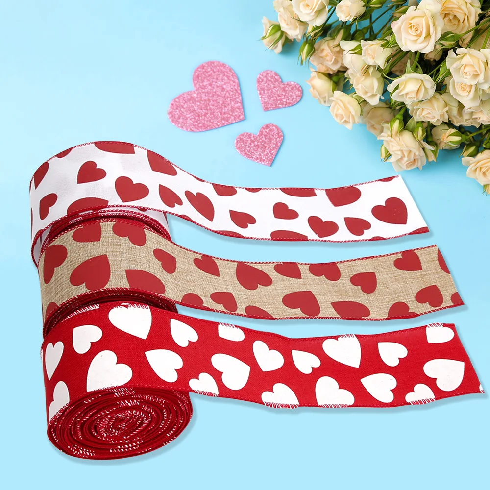 Valentine'S Day Heart Ribbon Gift Box Packaging Decoration Diy Flax Ribbon Valentine'S Day Wedding Decoration