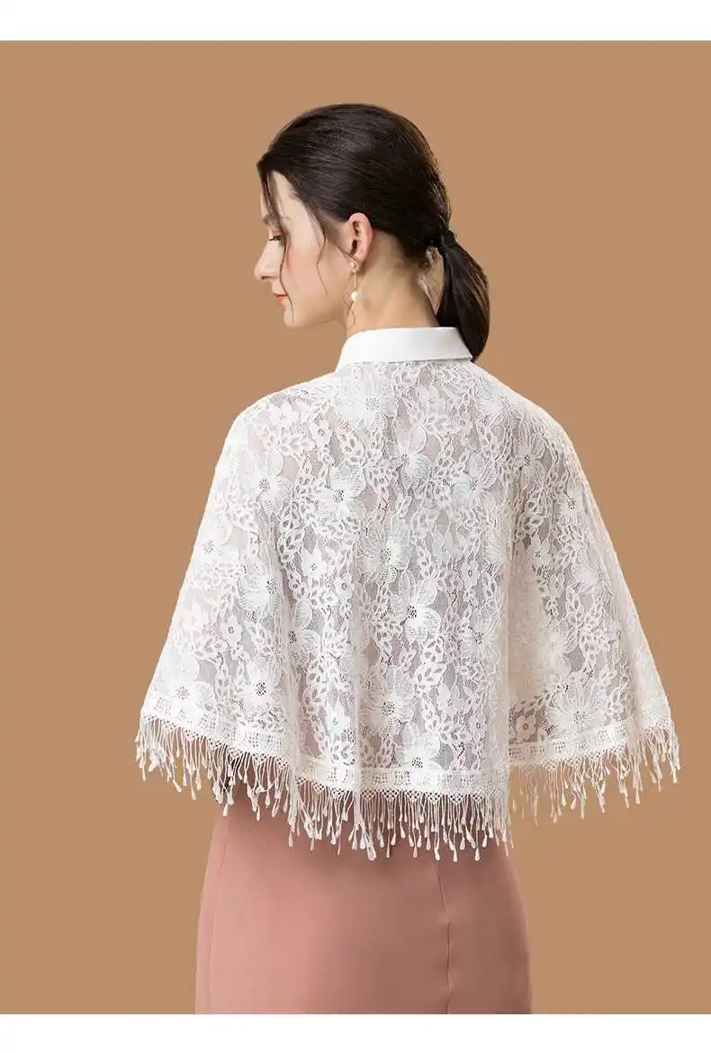 

Женский кружевной плащ, свадебное платье, верхняя одежда, тонкий белый открытый кардиган, Jaet Sweet Sle, чистый цвет, весна 2024 г.