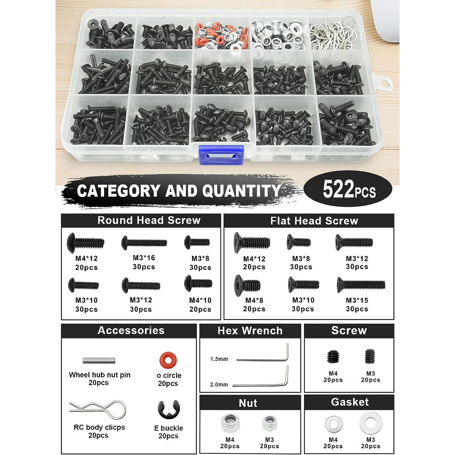 Kit di attrezzi RC Set di cacciaviti supporto in metallo supporto da lavoro RC 522 pezzi Kit di viti strumento di riparazione per elicottero