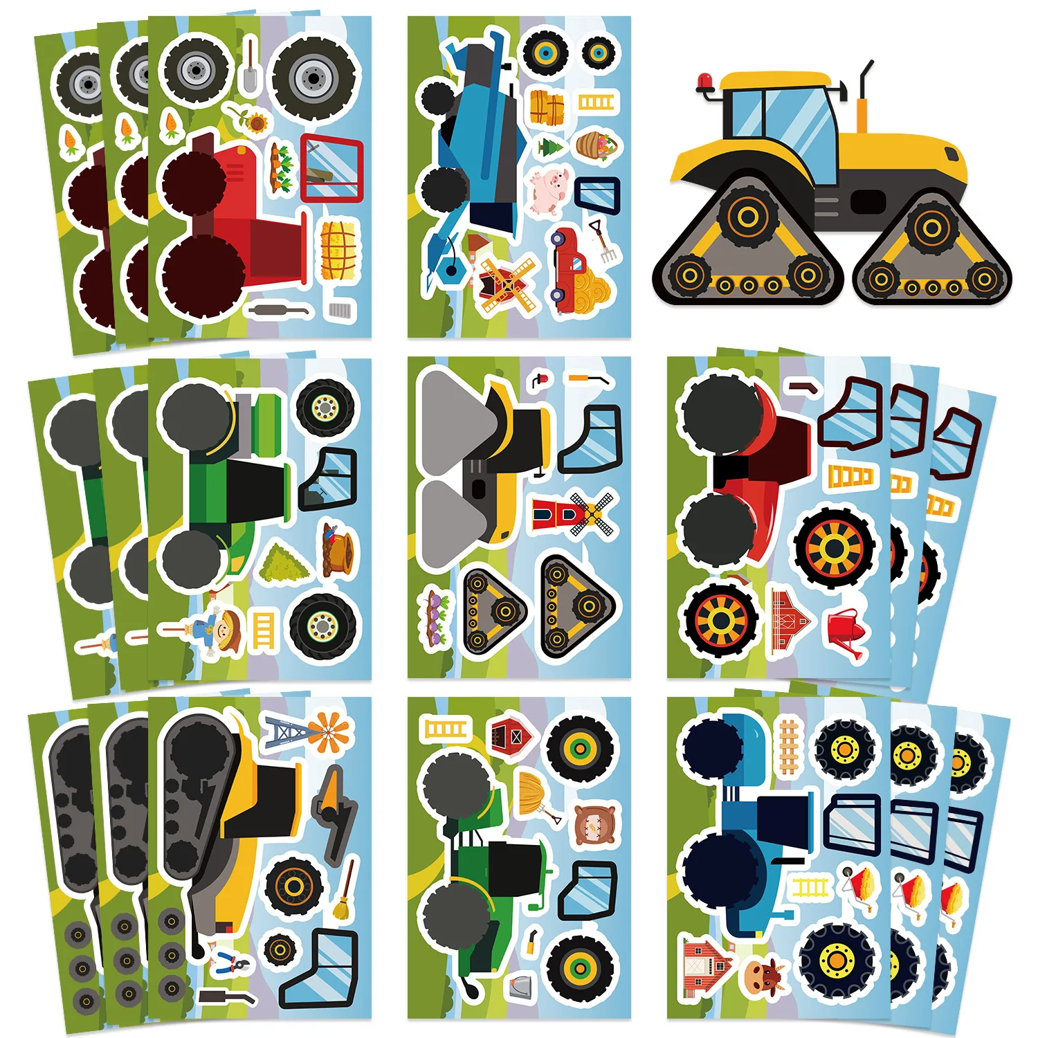 8/16 قطعة سيارة البناء تصنع مجموعة ملصقات الوجه، القرطاسية دفتر الشارات الهاتف المحمول الأمتعة ملصقات مقاومة للماء #1