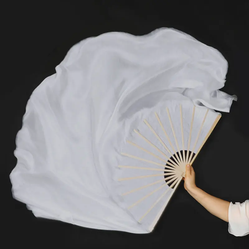 مروحة حريرية نصف دائرية على الوجهين للرقص الشعبي، أداء الفلامنكو الصيني للبطن، مروحة شريطية طويلة مع مقبض #1