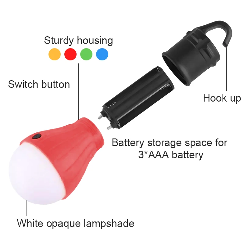 مصباح معلق محمول للتخييم في الهواء الطلق، لمبة LED صغيرة، مصباح عمل ليلي خارجي مناسب للسفر والتنزه وصيد الأسماك