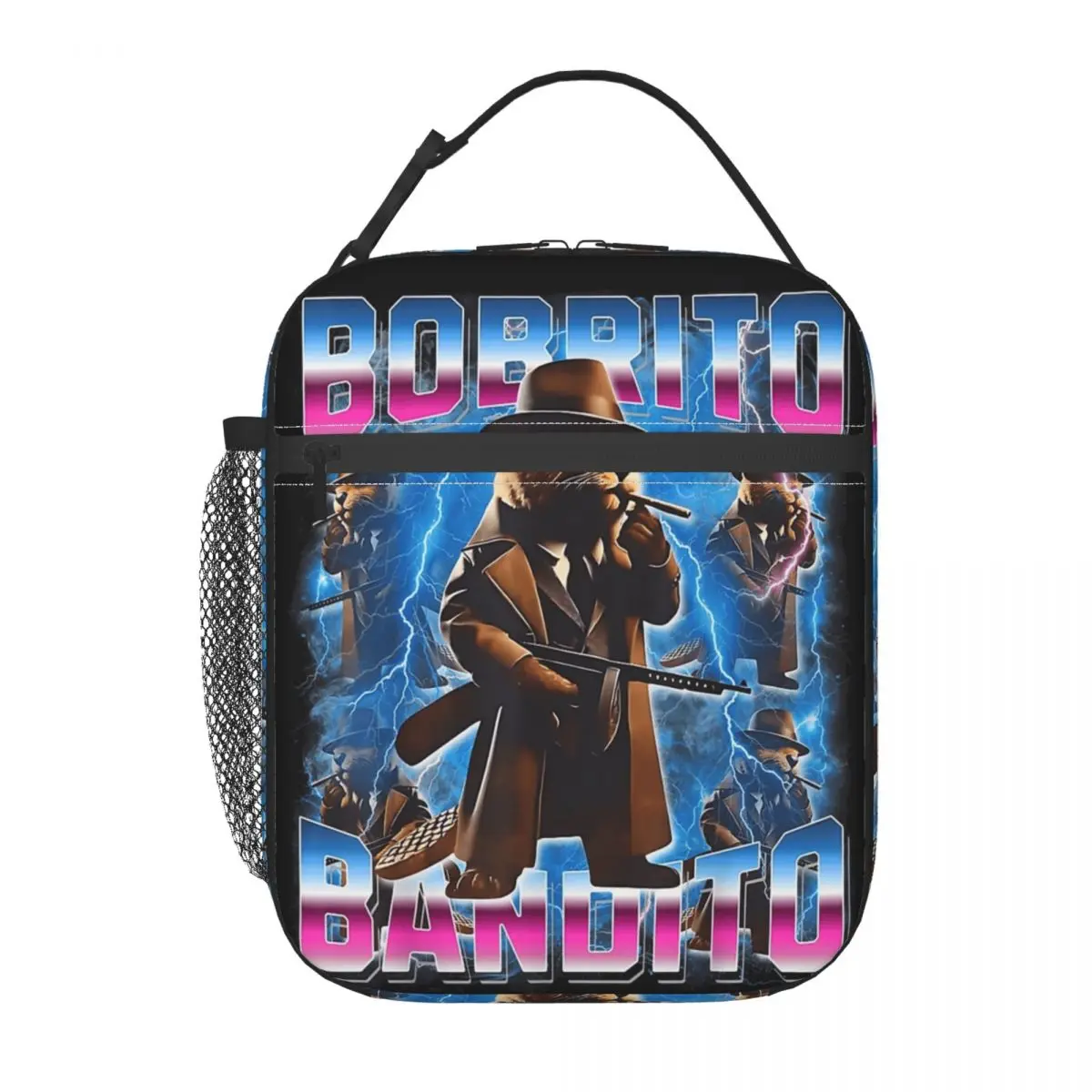 Italian Brainrot Bobrito Bandito Lunch Bag Casual Lunch Box Picnic Portable Thermal Lunch Bags For Women Oxford Print Cooler Bag
