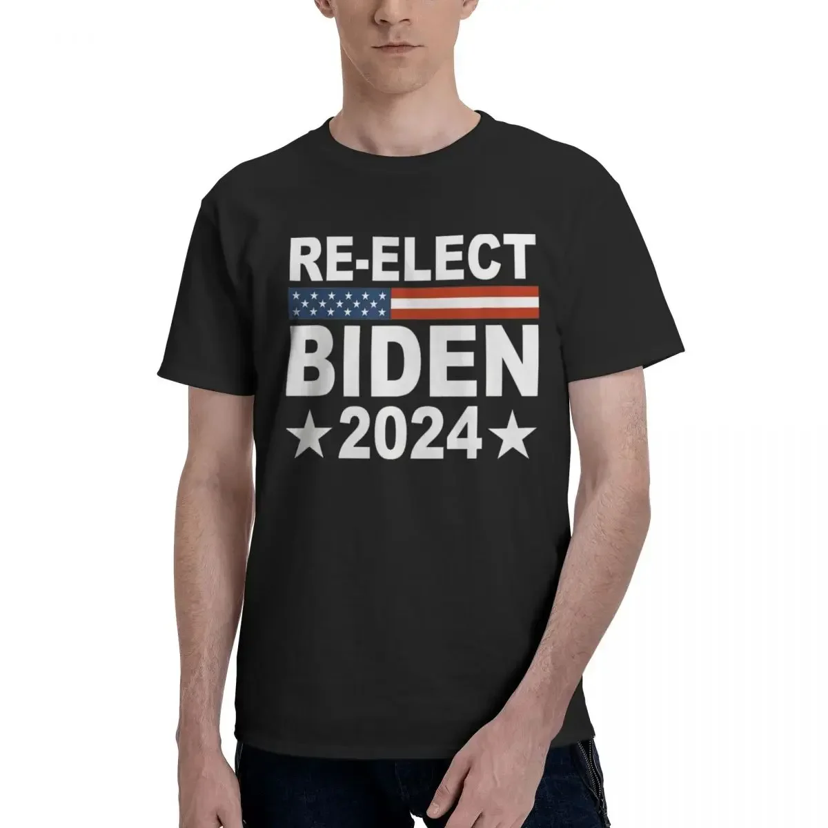 Men's T-Shirts Re-Elect Joe Biden 2024 Vintage Cotton Tee Shirt Short Sleeve T Shirt O Neck Clothing Unique