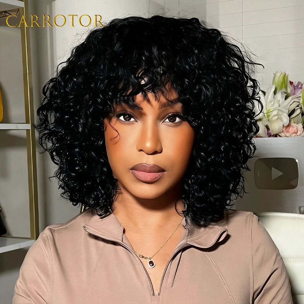 

Натуральный черный цвет, кудрявые волосы, 250% плотность, прозрачный кружевной парик 4x4, без клея, предварительно прорезанный, 100% натуральные человеческие волосы, женские парики.