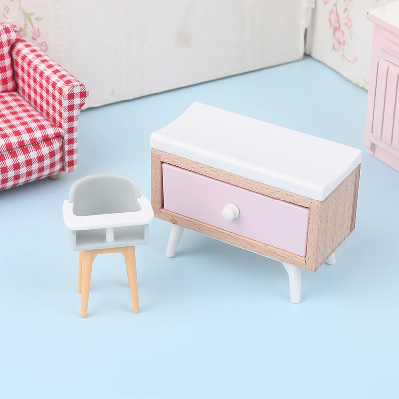 1Pcs 1:12 Dollhouse Baby Bedroom Furniture Accessories Slide/Trojan Horse/Table/ Dining Chair/Bed For Kids Pretend Play Toy