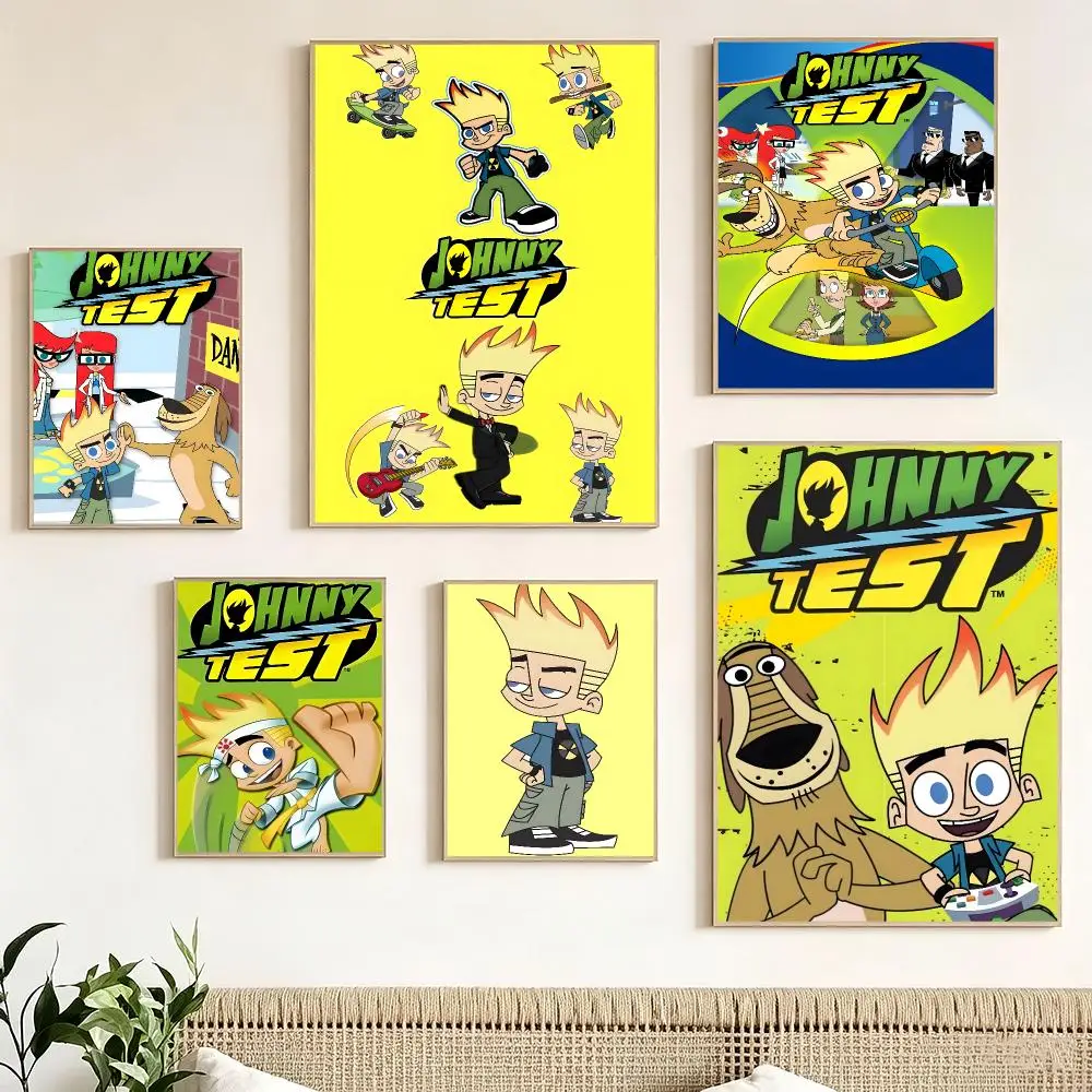 Comedy Cartoon J-Johnny Test Poster impermeable para el hogar sala de estar dormitorio bar decoracion estetica