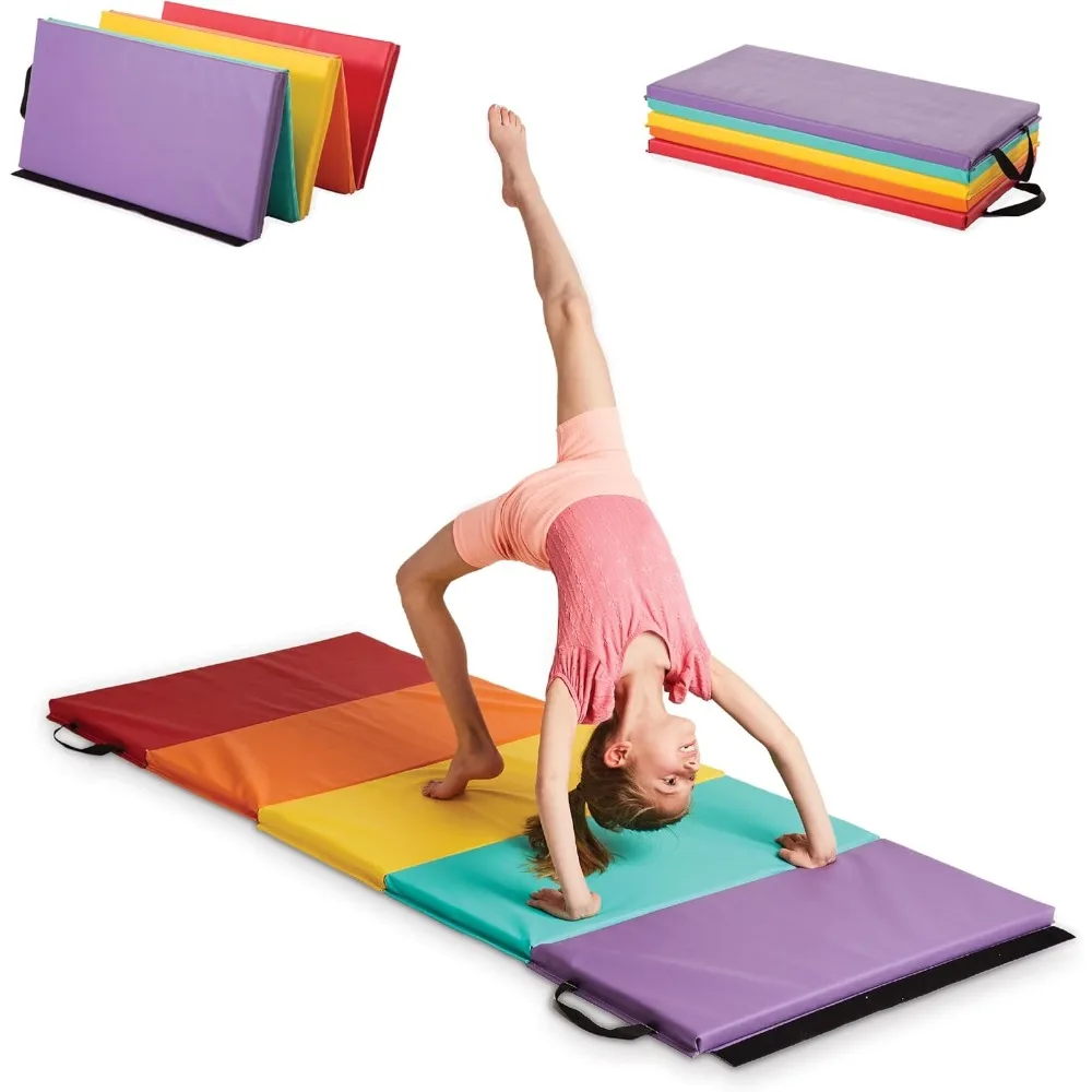 Tumbling Mat for Kids, 5-Panel Thick Foldable for Yoga, Pilates, Stretching, Folding Gymnastics Mats at Home