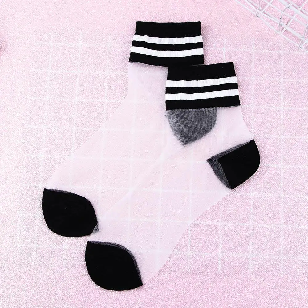 Gift Summer Glass Silk Thin Women Harajuku Rainbow Short Socks Socks Ankle Socks
