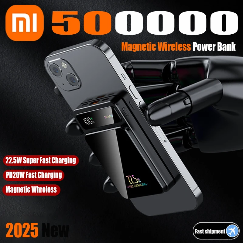 

Xiaomi 50000mAh Magnetic Power Bank Wireless Fast Charger For Magsafe Portable Auxiliary Battery Pack For iphone Huawei Samsung