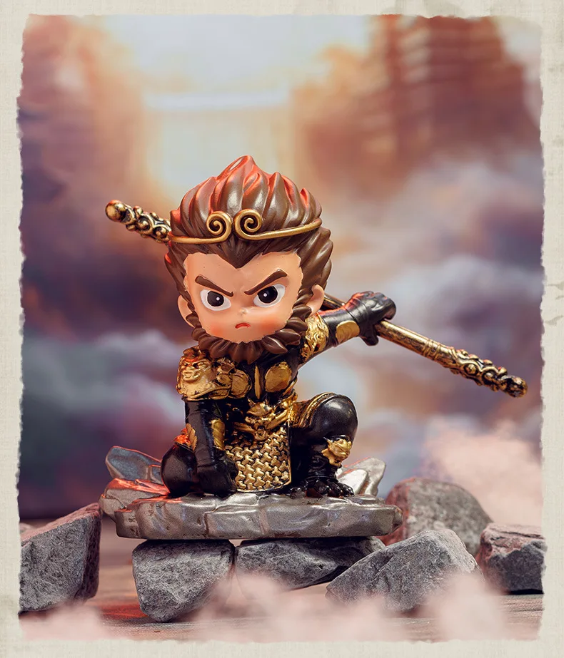 Miniso populaire zwarte mythe: Wukong Blind Box Cool collectible beeldje met spelthema Klein decoratief ornament voor de slaapkamer