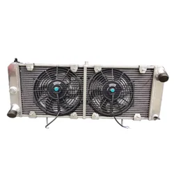 Aluminum Radiator+Fans for 1975-1983 Fiat X1/9 Bertone X1/9 Lancia Scorpion & Montecarlo 1.3L 1.5L 1976 1977 1978 1979 1980