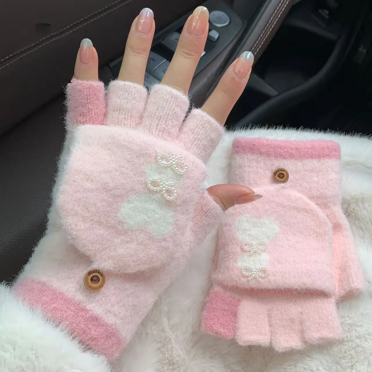 

Перчатки для письма с сенсорным экраном для детей и взрослых, откидные варежки 2-в-1 с чехлом на палец, термомягкие зимние перчатки для сенсорного экрана