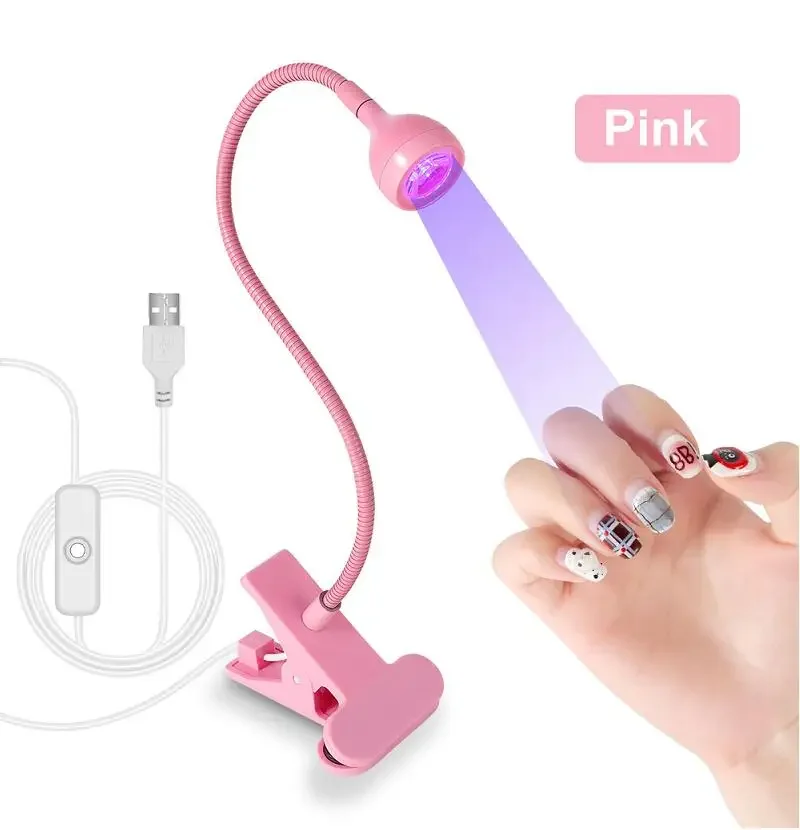 Lâmpadas led para unhas, 3w, flexível, pescoço de ganso, secagem rápida, secador de manicure, esmalte em gel, luz de cura para unhas em gel