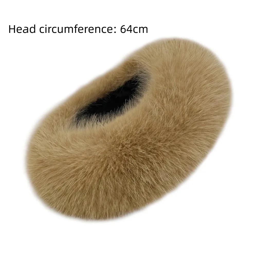 패션 두꺼운 터번 모자 보온 솔리드 컬러 와이드 헤드랩 인조 여우털 플러시 헤드밴드 겨울용