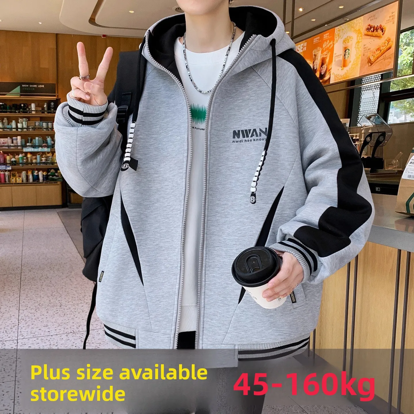 

Autumn Winter New Sle Men's Hooded Jaet Thiened Baseball Coat Casual Loose Fit Polyester Cotton Blend Zipper Closure