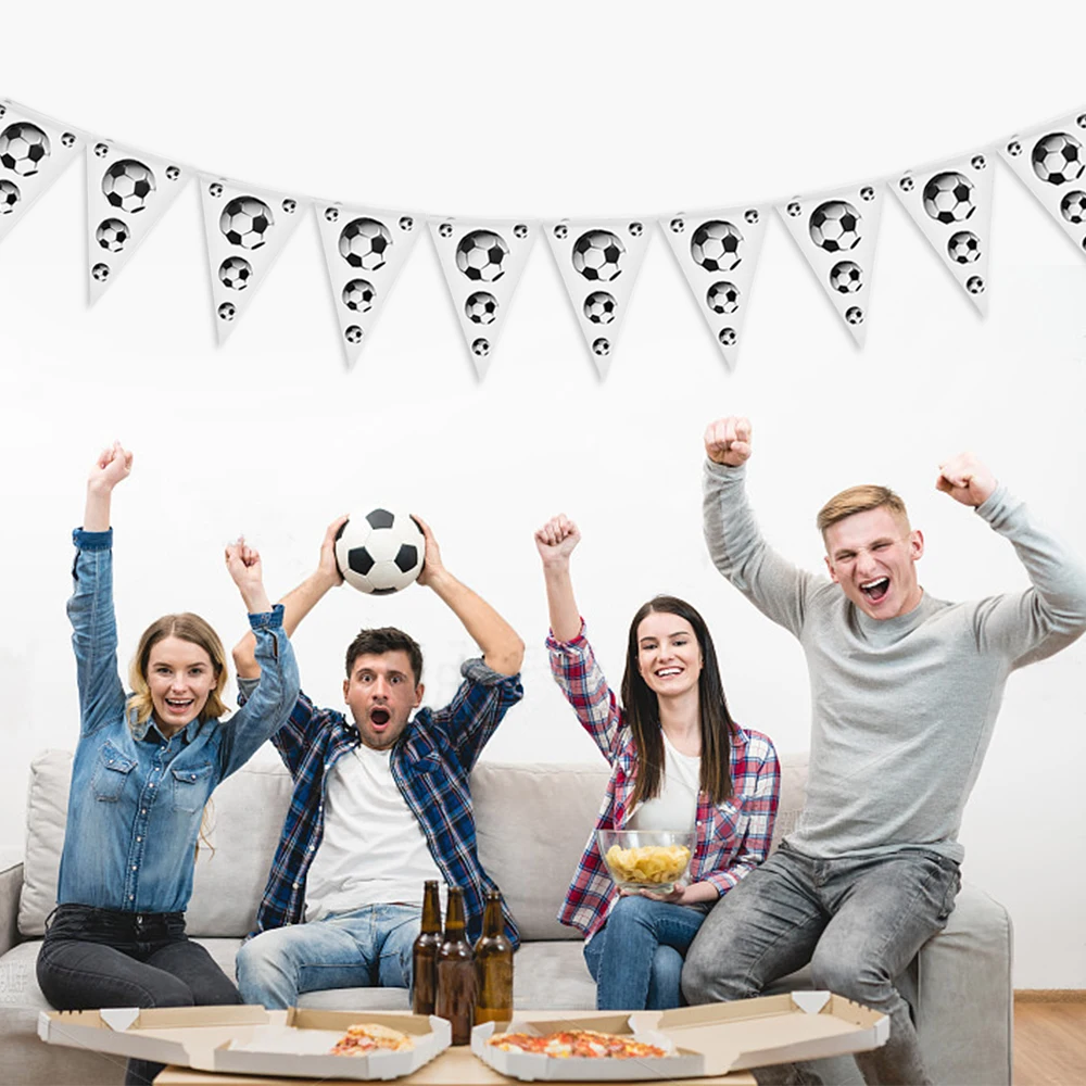 1 Stück Fußball Geburtstagsparty Dekoration Flaggen-Girlande Fußball Happy Birthday Papierbanner Partyzubehör – Detail 5