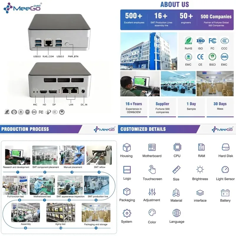 Hot Sale Core I7 8750U I5 8250U CPU Mini PC 8th Gen Triple Hard Drive Support SATA M-SATA COM Port Dual Lan Micro Desktop