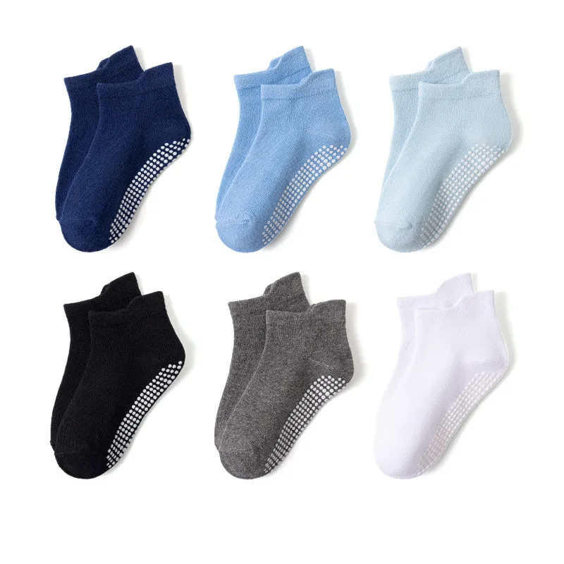 6 Pairs 0-5 Years Old Non-Slip Kids Socks with Grip Little Girls Boys Ankle Socks Infants Toddlers Children Floor Socks