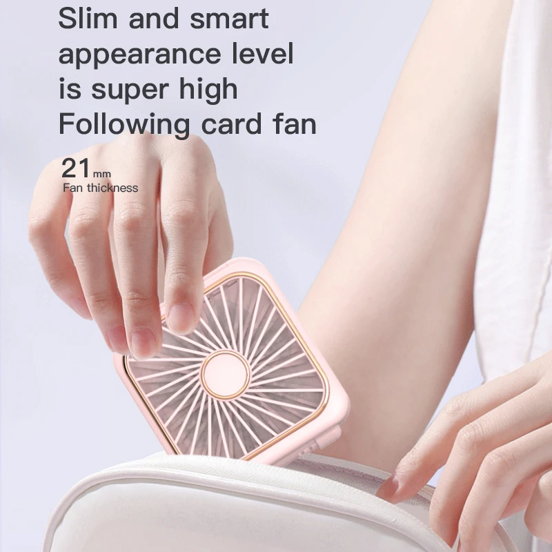 3-in-1 Mini Portable Fan Hanging Neck Fan Handheld Fan & Foldable Mirror with Power Bank, Compact & Portable for Summer Sports