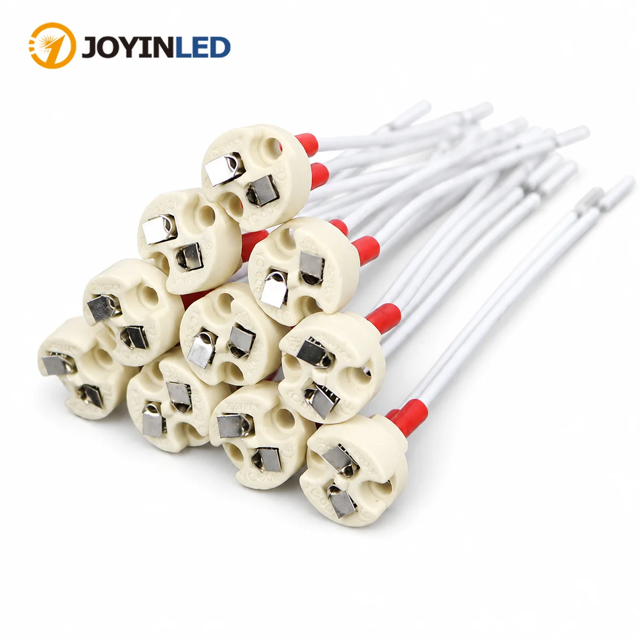 JOYINLED 10/20PCS MR16 Ceramic Socket Holder with 15cm Silicone Cable for LED Halogen Bulb Base Compatible MR11 G4 GU5.3 GY6.35