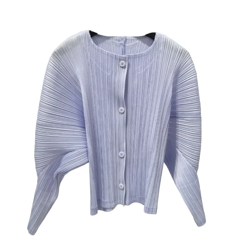 

Женский плиссированный кардиган Miyake, новинка лета 2026, футболка с длинным рукавом, свободная приталенная рубашка, простая легкая плиссированная одежда