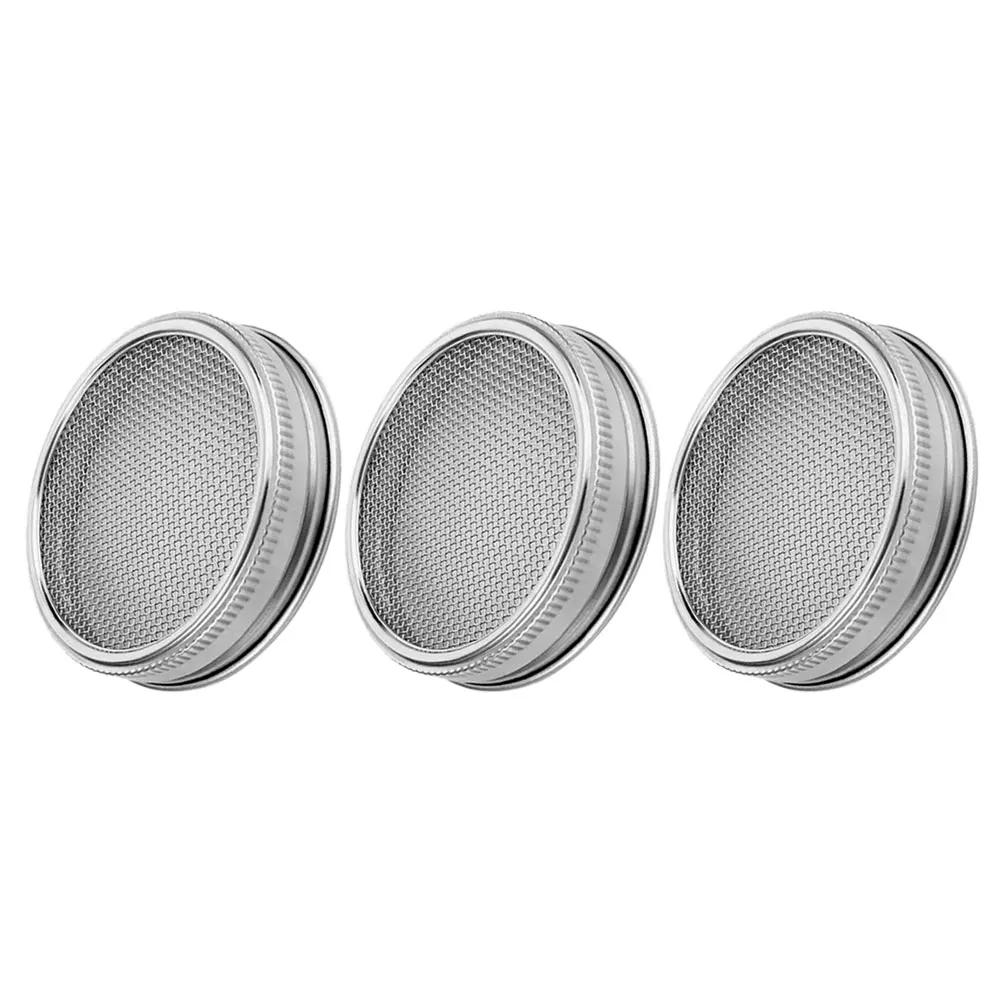 

3pcs Mason Jar Sprout Lids Food Grade Stainless Steel Mesh Cover Wide Mouth Jars Seed Germination Tool Sprouting Strainer
