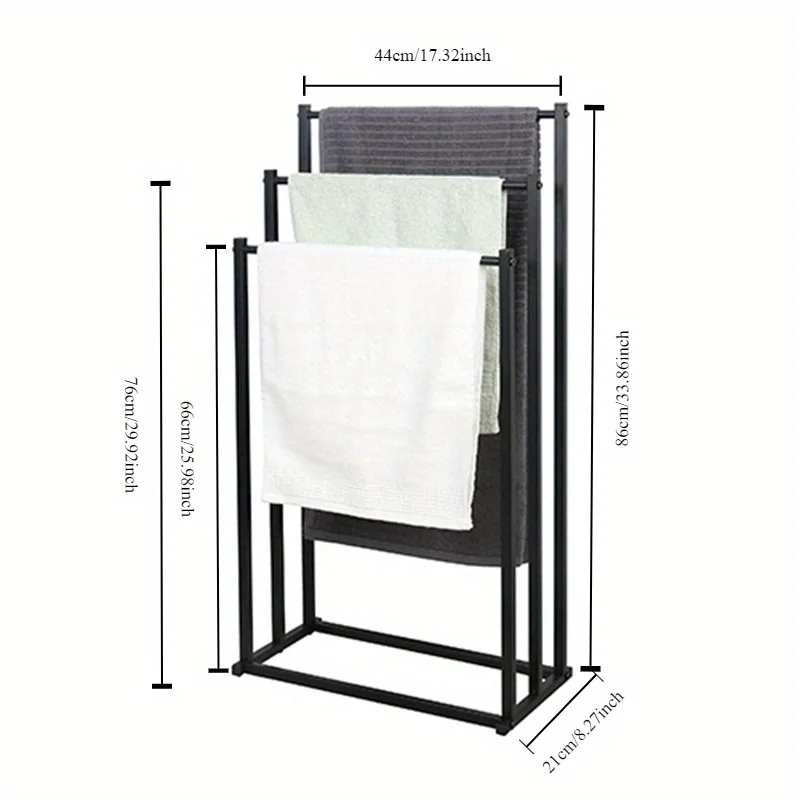 Vertical Towel Rack Non Perforated Metal Hanging Rod Light Luxury Storage For Bathroom And Balcony Space Saving Organizer