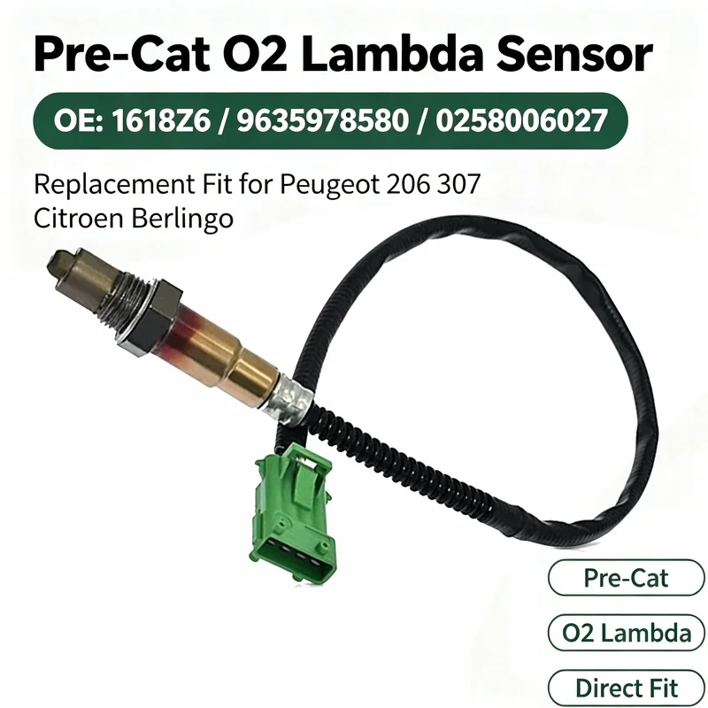 1618Z6 9635978580 Pre-Cat O2 Lambda Sensor Replacement Fit for Peugeot 206 307 Citroen Berlingo 0258006027