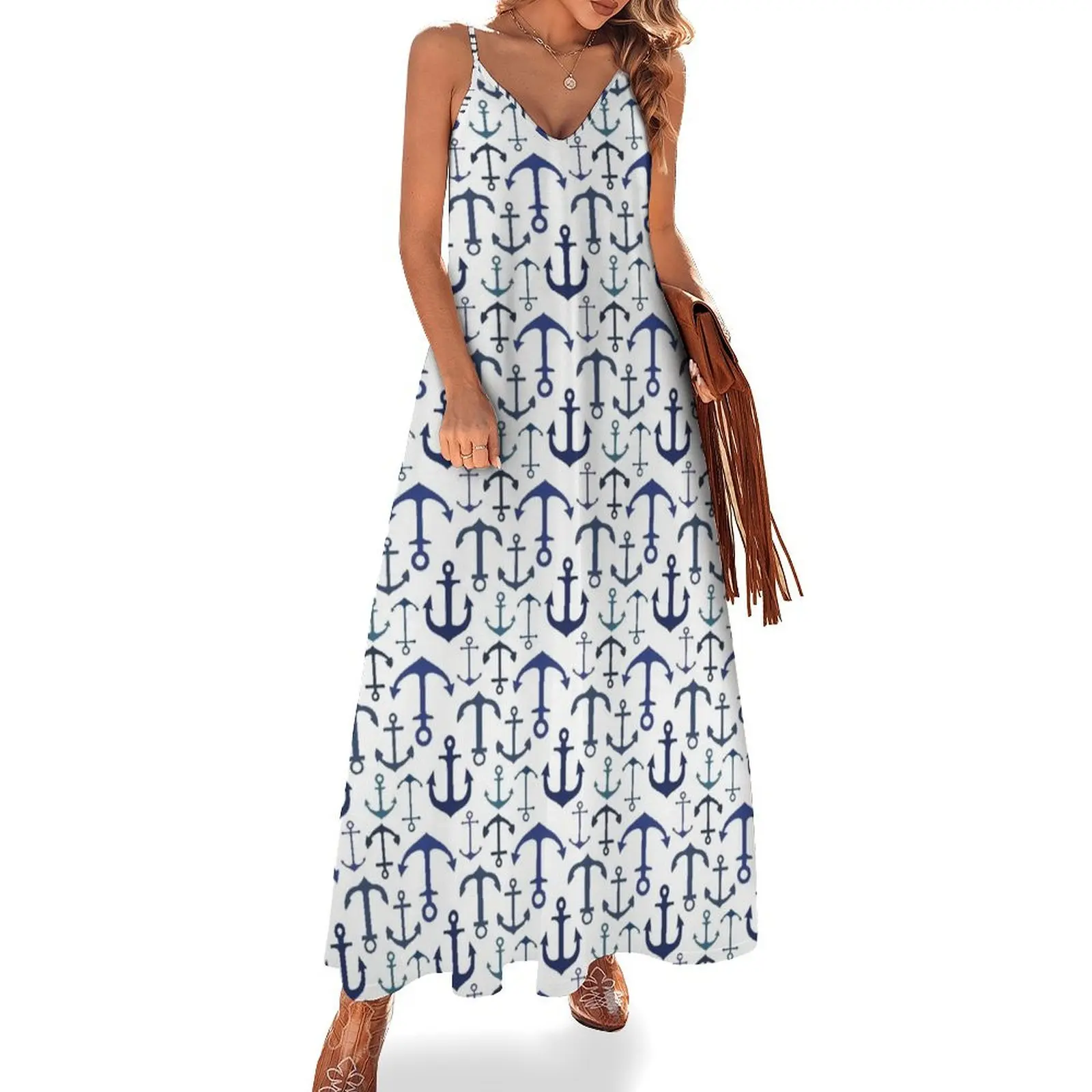 

Blue Anchors Sleeveless Dress summer dress korean women Women's clothing women's summer dress 2024