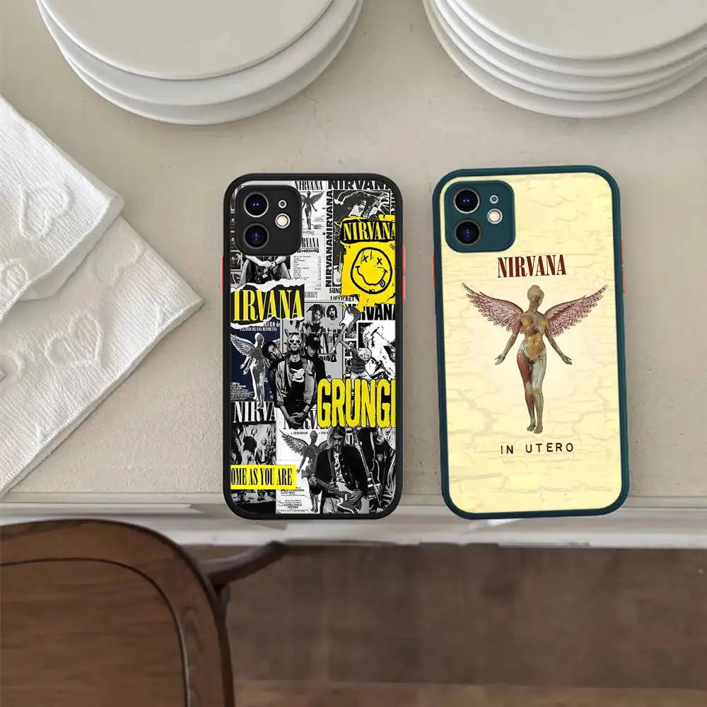 N-Nirvana Rock Band Phone Case For IPhone 16 15 14 13 12 11 Pro Max 7 8 6 6s Plus Matte Cover
