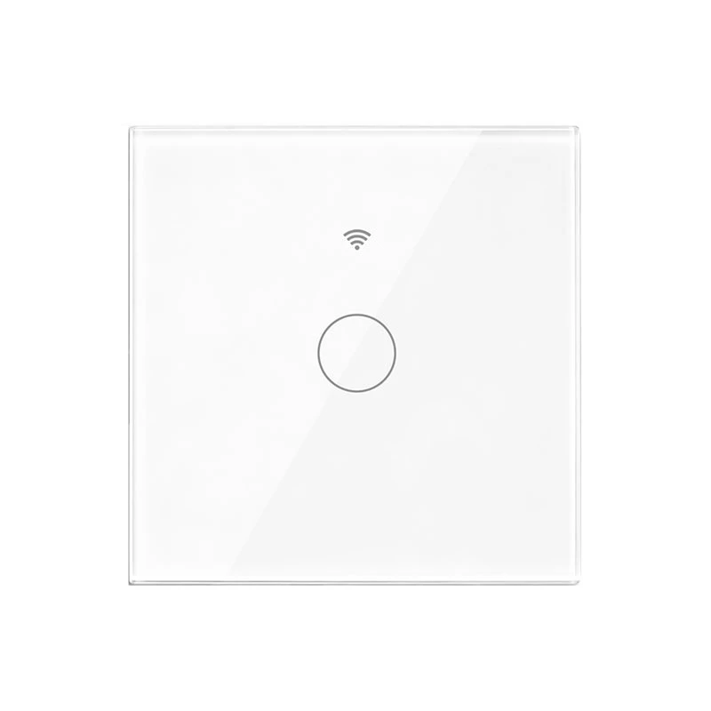 T24C Glass Touch Panel APP Remote Control Voice Enabled Tuya Smart Matter Light Switch Wifi EU Standard 1-Way Smart Switch White