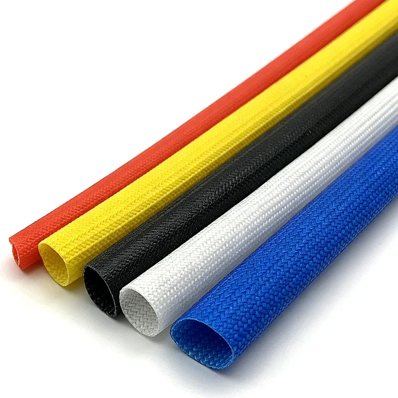 1/3/5M 200 °C Outer Layer Glass Fiber, Inner Layer Silicone Sleeve ID1-20mm Insulated Anti-Static Glass Fiber Sleeve.