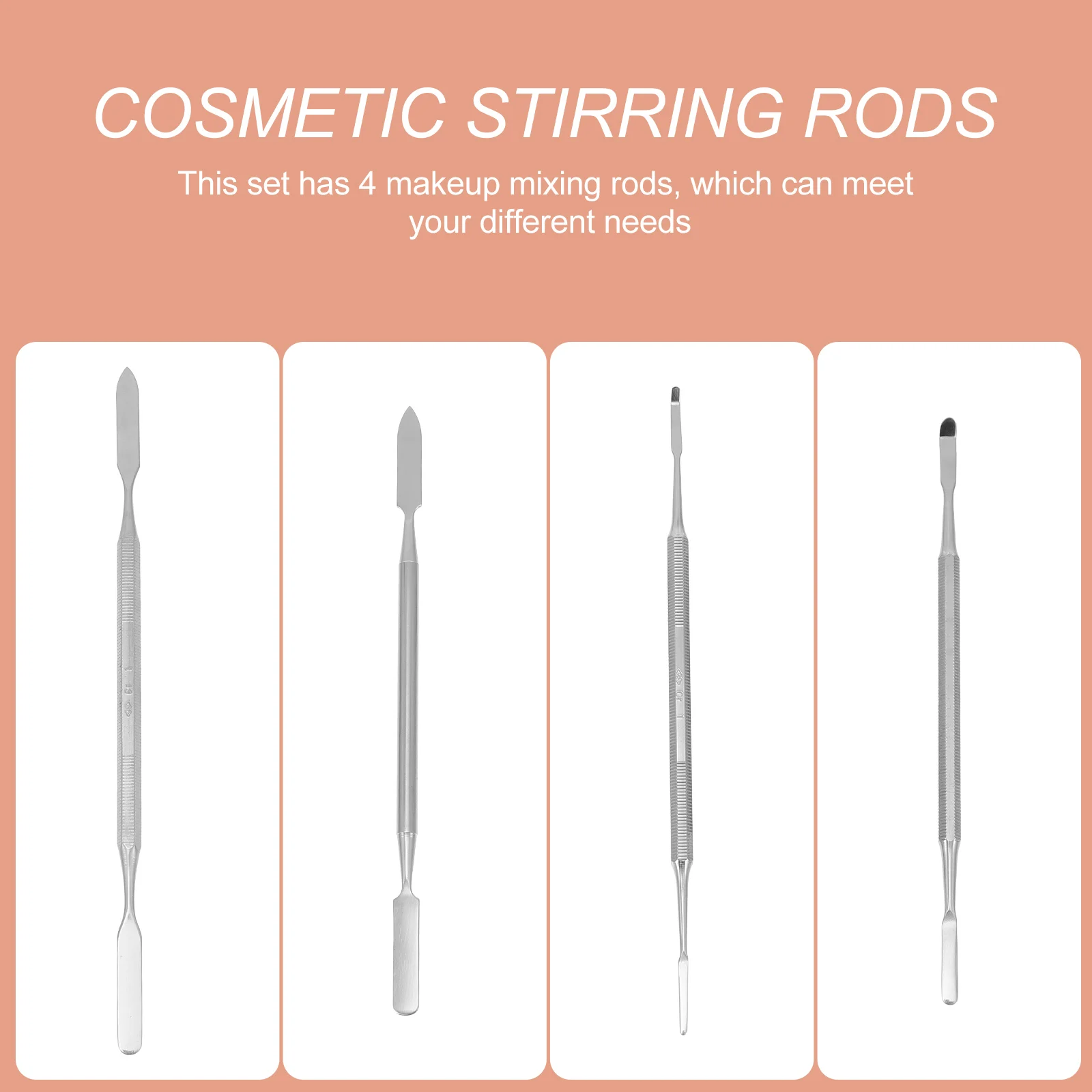 4pcs Stainless Steel Makeup Mixing Rods Palette Spatulas Tools for Foundation Blush Eyeshadow Lip Color Blending Easy Clean