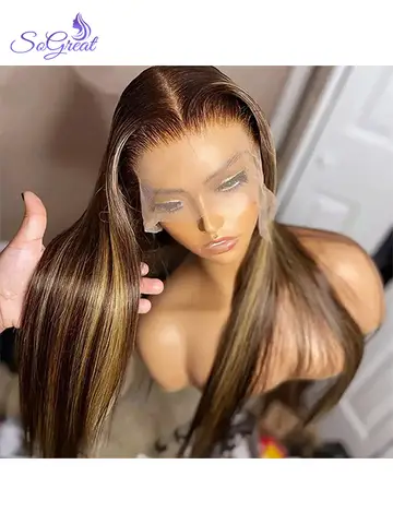 SoGreat straight hd lace frontal wig 13x6 highlight wig 13x4 lace frontal blonde wig bone straight human hair wigs Brazilian