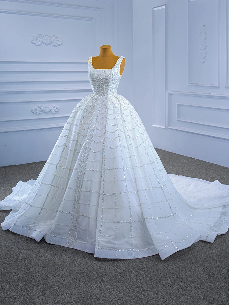 Kisswhiet maßgeschneidertes Brautkleid der RSM-Kollektion 67377, volle Perlen, Kristalle, schwere Perlen, Hochzeitsfeier, Brautkleid