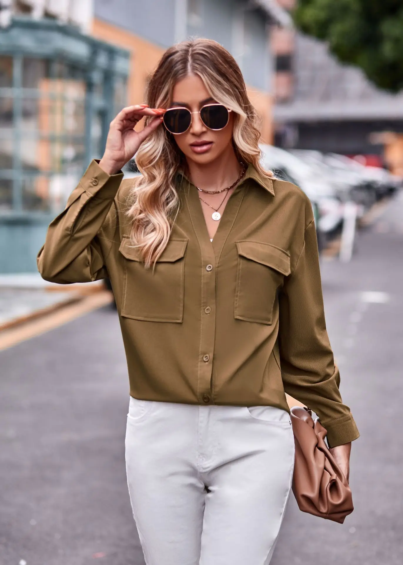 Camicetta casual Camicia a maniche lunghe da donna Giacca moda Cappotto solido Capispalla 2025 Autunno Abbigliamento invernale Streetwear Cappotti Traf