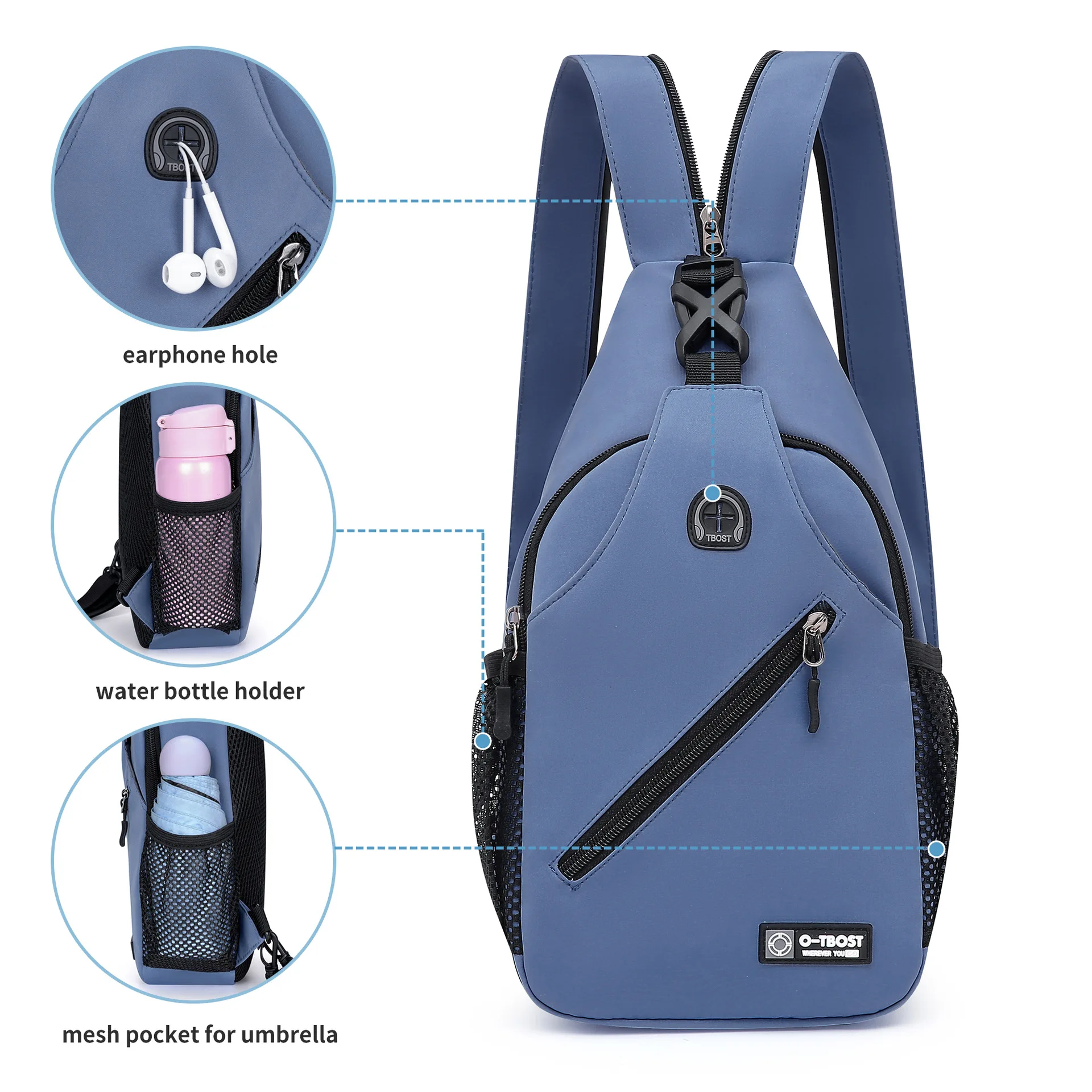 Oxford cloth wear-resistant women's breast bag multi-function color collision stitching shoulder crossbody bag