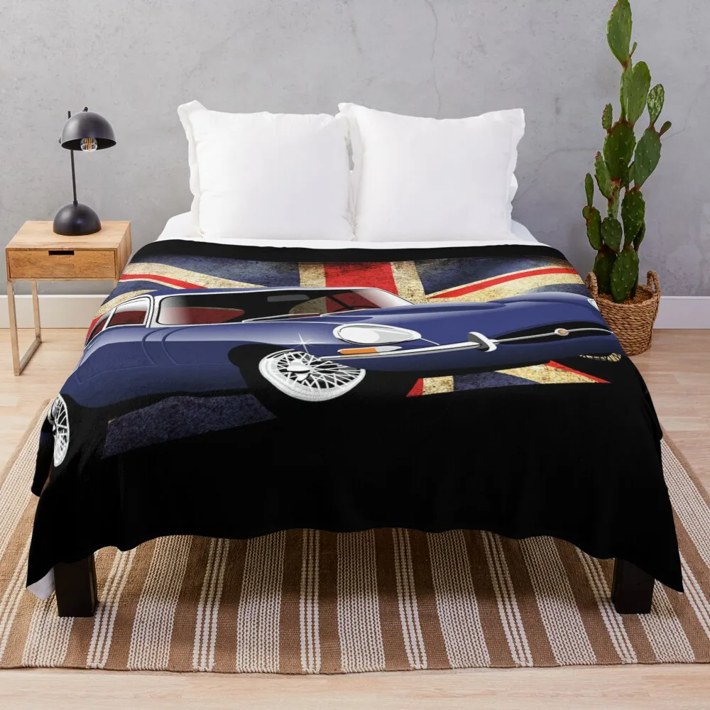 E-type series 1 coupe - blue Throw Blanket Quilt Hairys Luxury Single Blankets