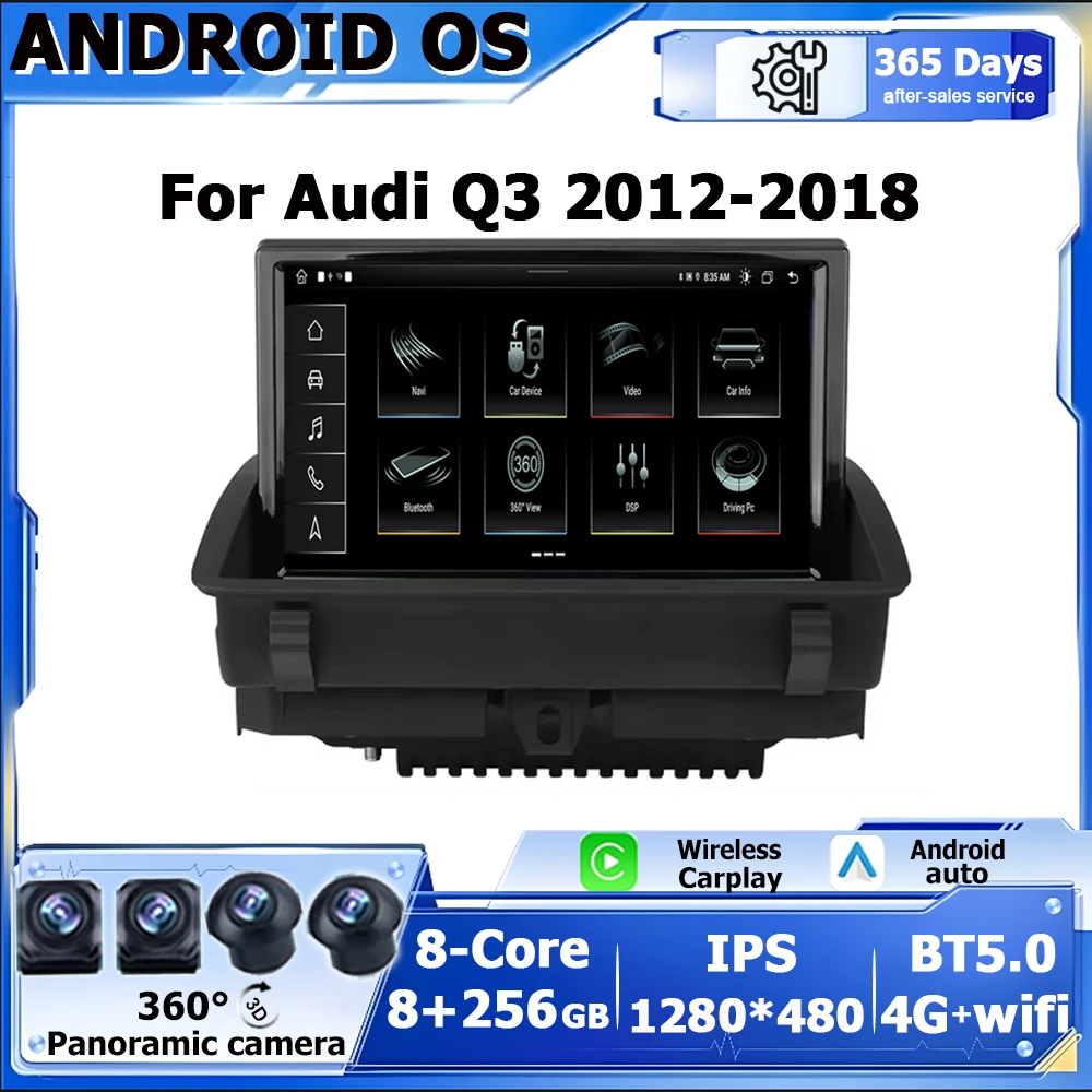 

Автомобильная мультимедийная стереосистема 8-ядерный Android Auto Wireless Carplay для Audi Q3 Google WIFI 4G SIM 8 + 128 ГБ ОЗУ IPS Сенсорный экран GPS Navi