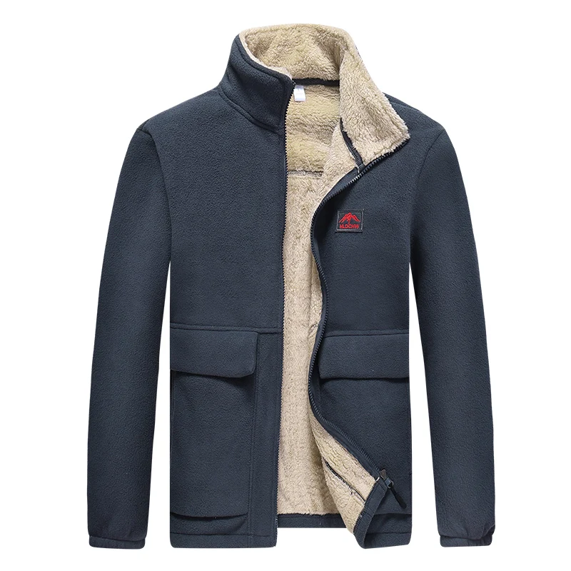 

Versatile Fashionable Jacket with Thick Velvet and Warm Parkas Men Stand Up Collar Trendy Zipper Cardigan Top Fleece Jacket Coat