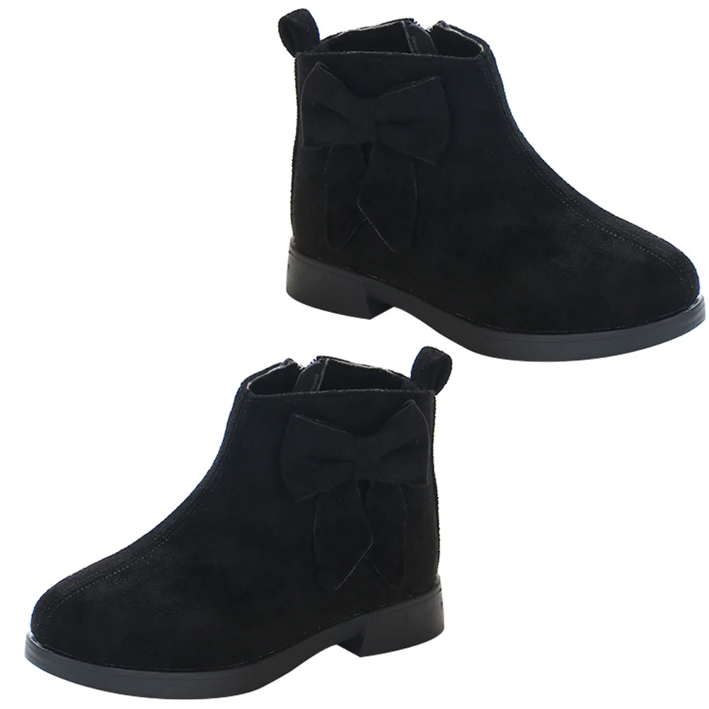 

1 Pair Girls Short Booties Bow Knot Ankle Boots Children Autumn Winter Warm Shoes Girls Booties Kids Short Boots