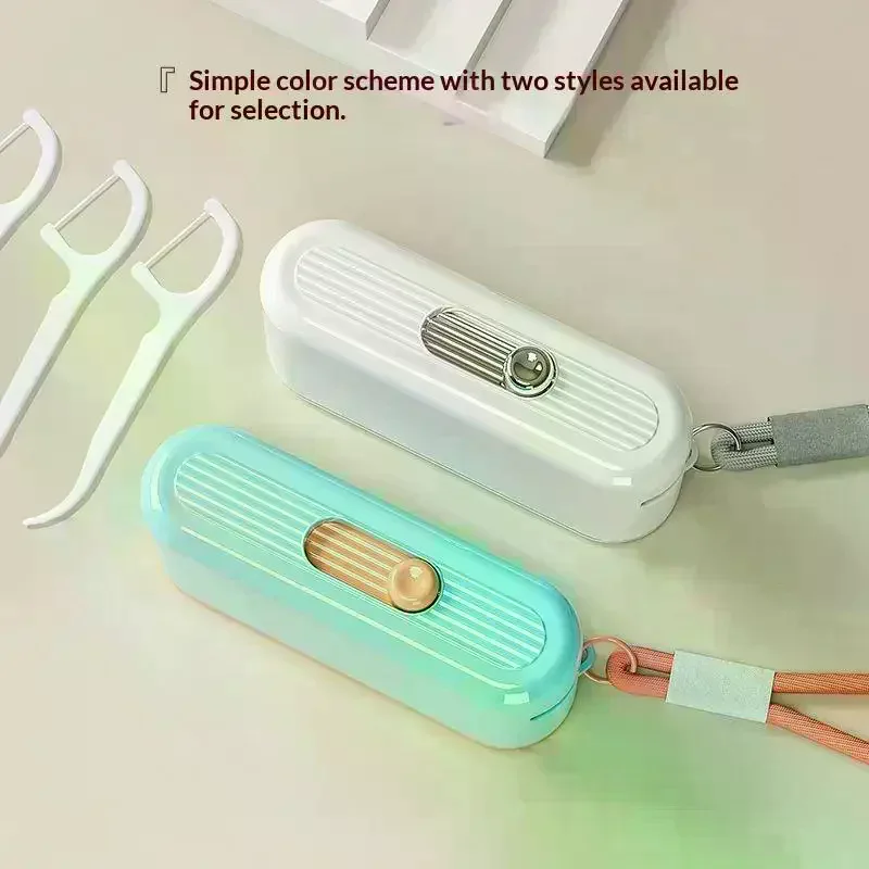 Automatic Dental Floss Pick Storage Box Floss Container With Lanyard For Travel Home Outdoor Daily Oral Care Portable